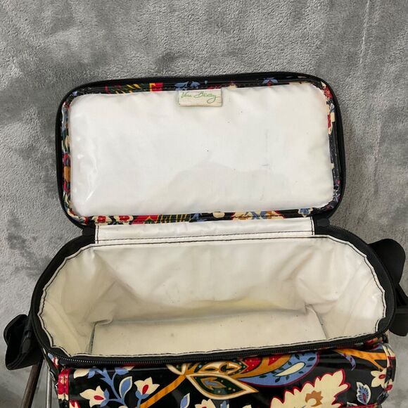 Vera Bradley Mini Cooler Floral Black Insulated Coated Lunch Bag Sack Zipper - Picture 8 of 15